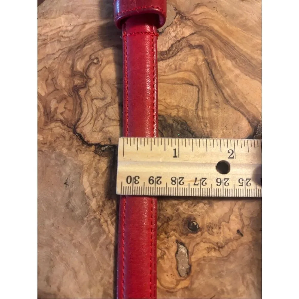 Vintage Coach Red Leather Belt with Brass Buckle